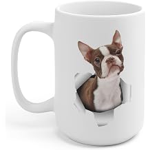 Funny Boston Terrier White Brown Gifts For Dog Moms And Dads Christmas 2026 Gifts Coffee Mug White 15 Oz