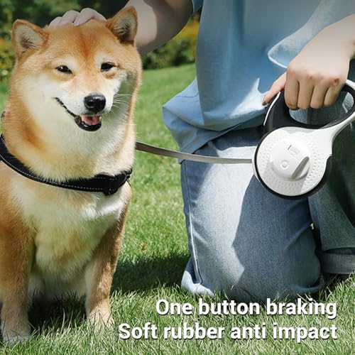 Laisse pour chien 5m rétractable en alliage d'aluminium robuste blanche - 7
