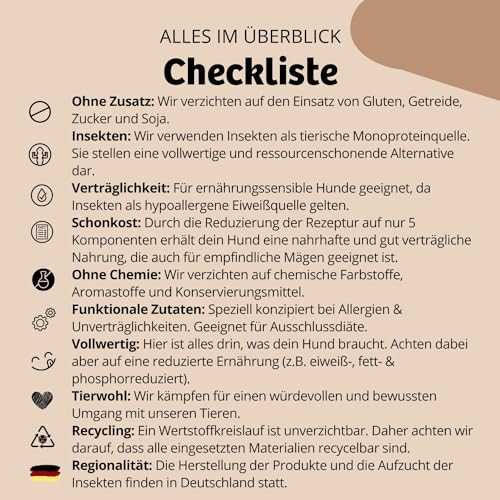 BugBell 900g Premium Trockenfutter Schonkost, Nur fünf Komponenten, Hypoallergen, für Allergikerhunde, Insekten Hundefutter