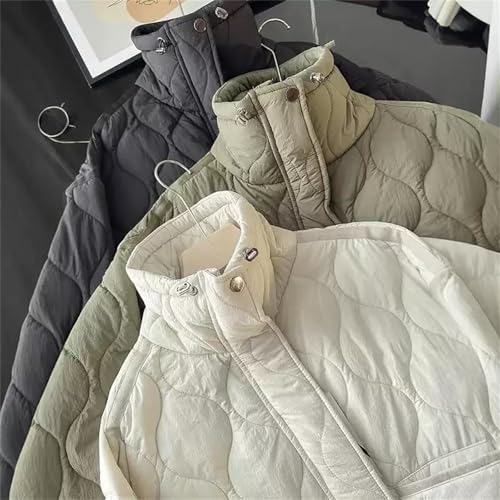 Women's Webbing Stitching Quilted Cotton Coat Casual Loose Silhouette Warm Outerwear Daily Wear4