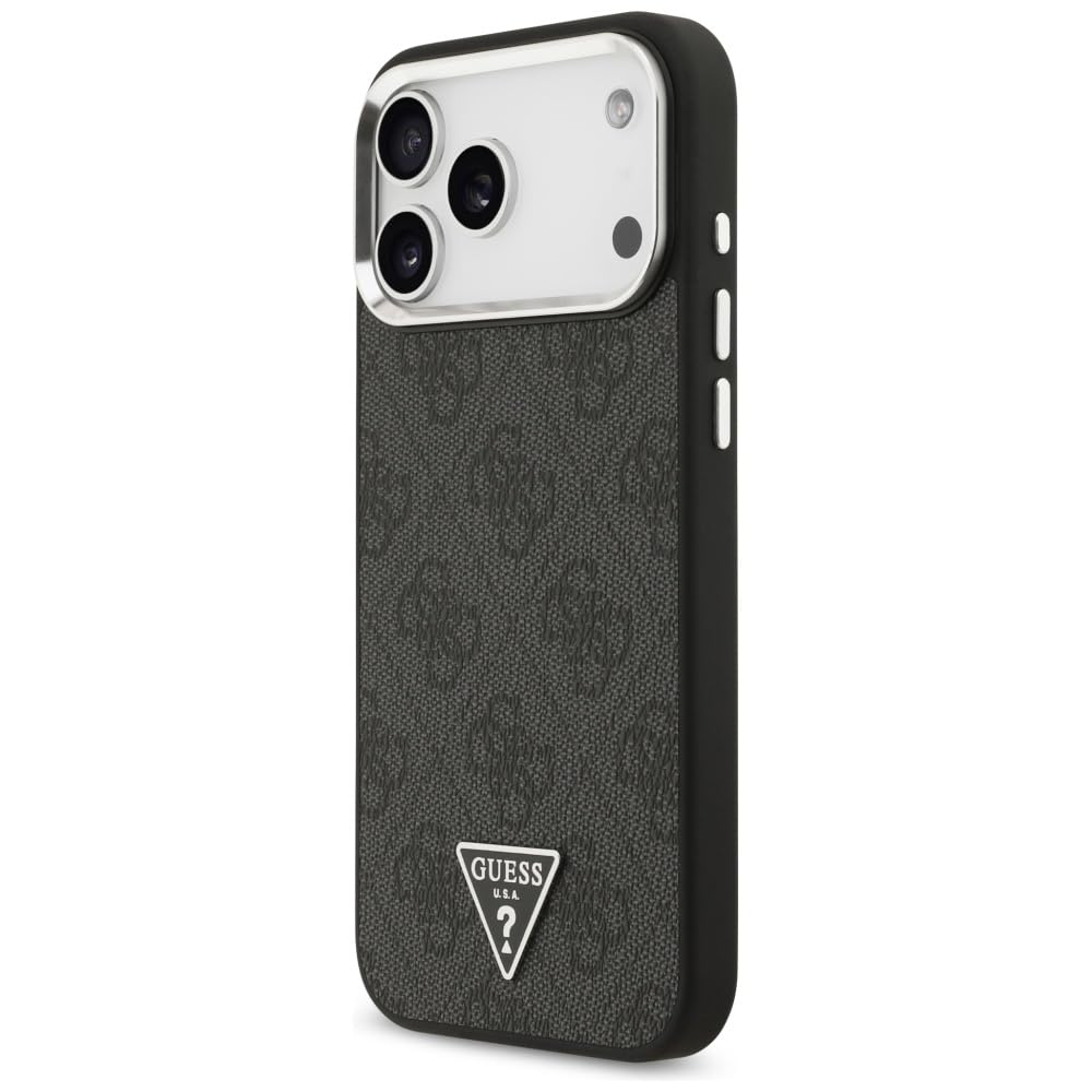 CG MOBILE Guess 4G Triángulo Logo Compatible con MagSafe Funda para iPhone 17 Pro Max (Negro/Plata)