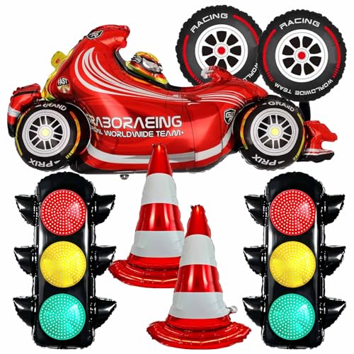 BTJiaDe 7 PCS Race Car Birthday Party Balloons Decorations Set Traffic lights Roadblocks Tyres Speed Racing Balloons Birthday Party Supplies