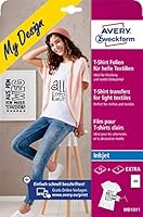 AVERY Zweckform 10+1 Textilfolien, T-Shirt selbst gestalten, T-Shirt bedrucken (Bügelfolie, helle Textilien, DIN A4, bedruckbare T-Shirt Folie zum Aufbügeln, Transferfolie für Inkjet-Drucker) MD1011
