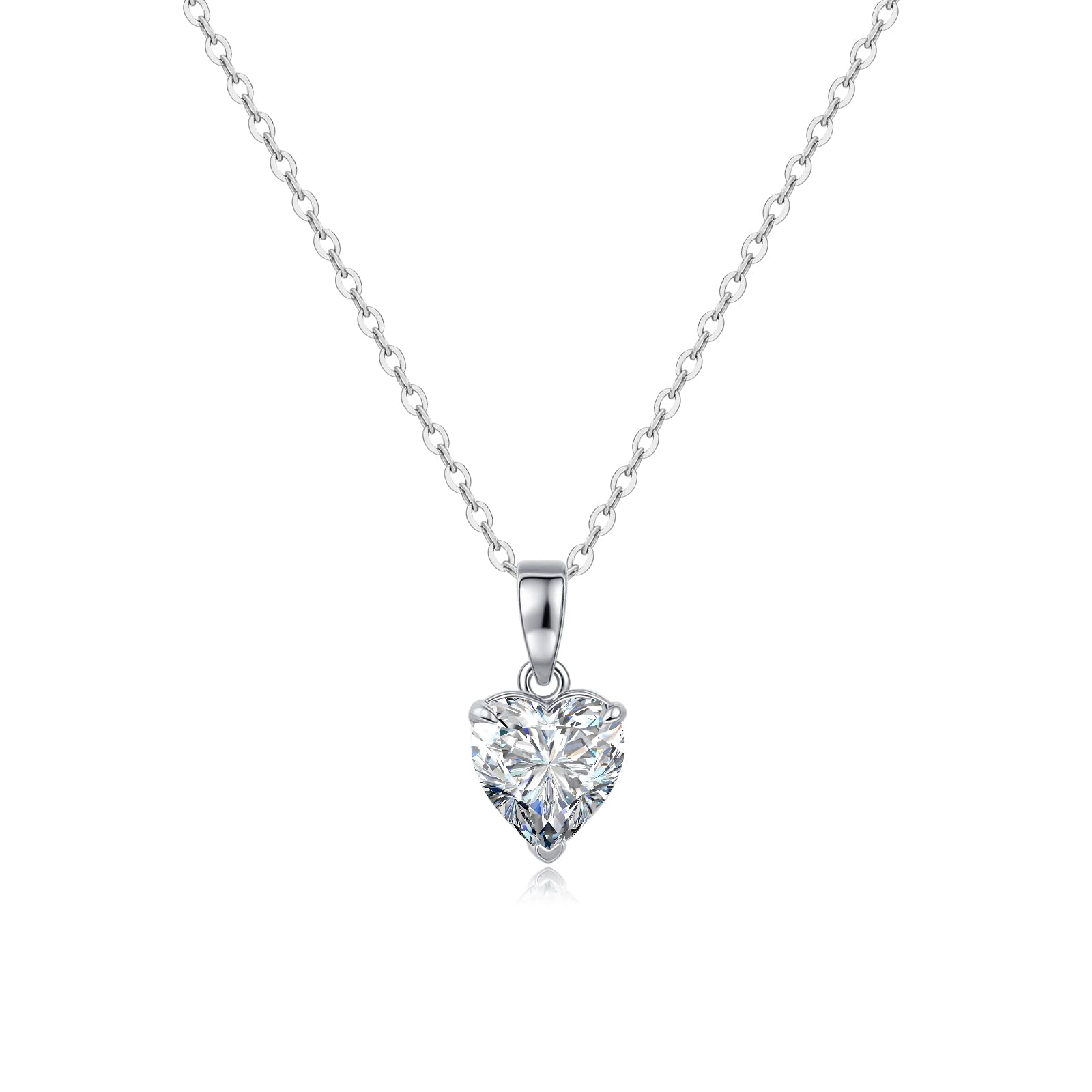 Collar para Mujeres-Collar de Moissanita de Corazón de 2 Quilates-con Certificado, Plata 925, Corte por Plasma, Cadena Extensible de 45CM, Adecuado para: Fiesta/Cita/Ropa Diaria/Boda/Cumpleaños