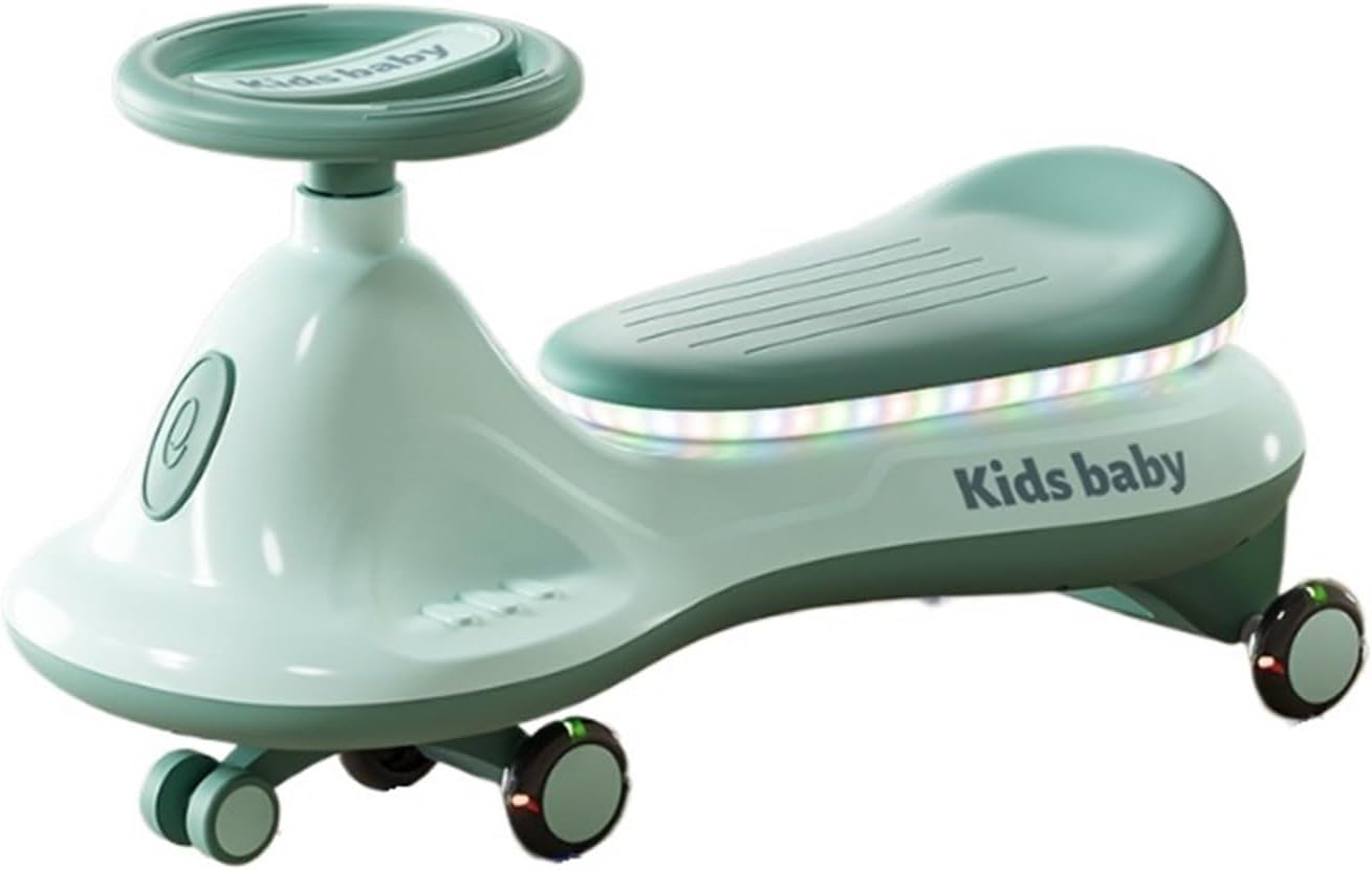 Twist car Ride On Toys Wiggle Car with Silent Wheels Lights & Music Anti-Rollover Indoor and Outdoor Toy Vehicle Ride on Toy(Green)