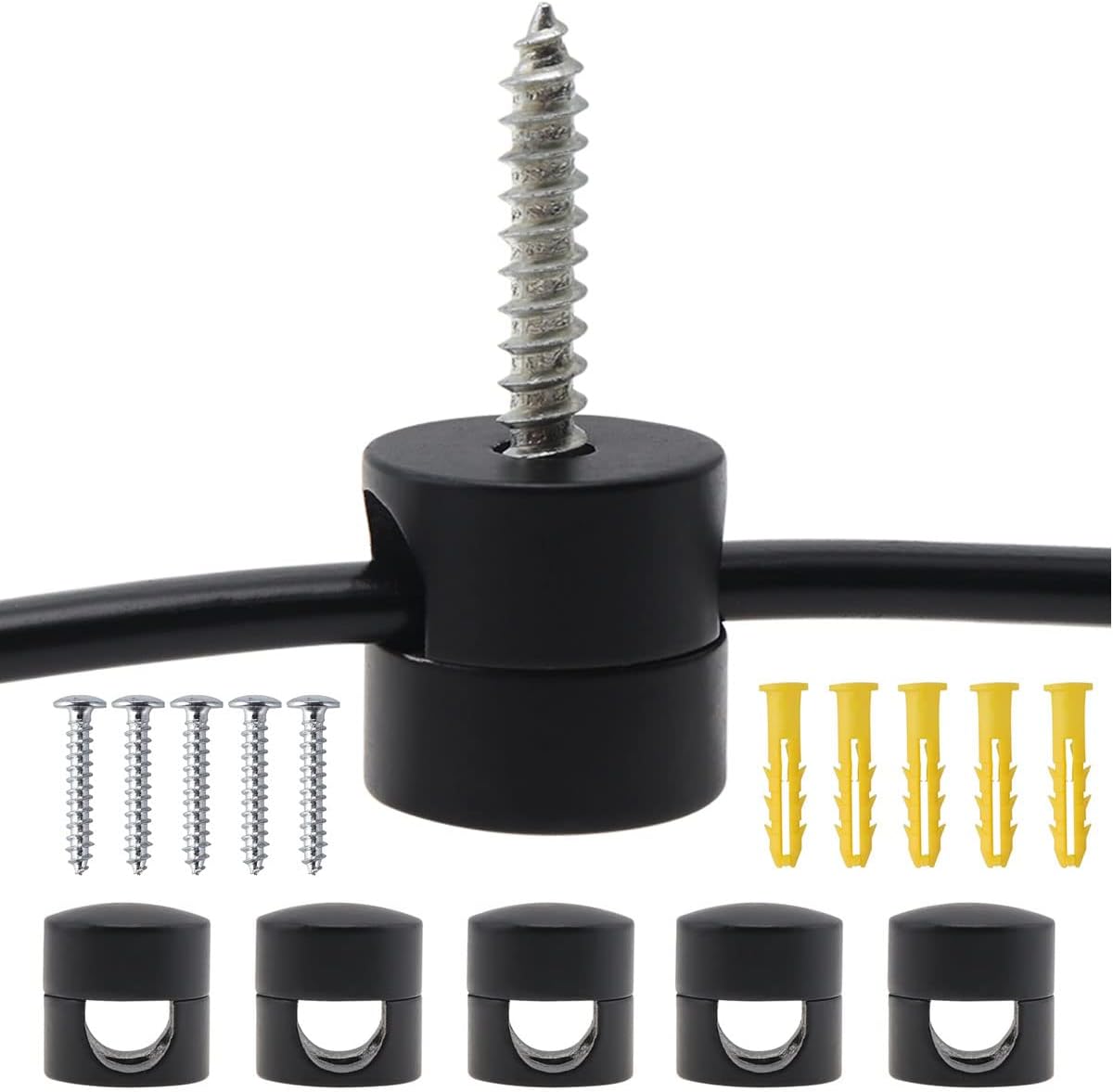 RTNLIT Swag Hook for Chandelier Ceiling Lights Cable, Lamp Hook for Fabric Electrical Cord Cable Hanging Pendant Lighting Fixtures(Black, Pack of 5)