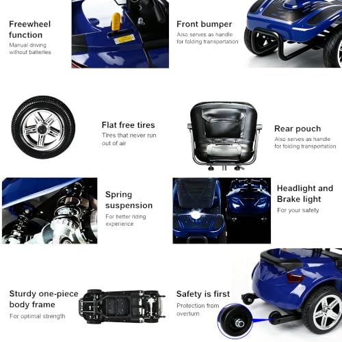 Image of Heavy Duty Wheel Mobility Scooters for Seniors & Adults, 350-400 lbs Capacity, 350W All Terrain Fast Mobility Scooter with 20A Long Range Battery and Two Baskets (05 Heavy Duty Blue)