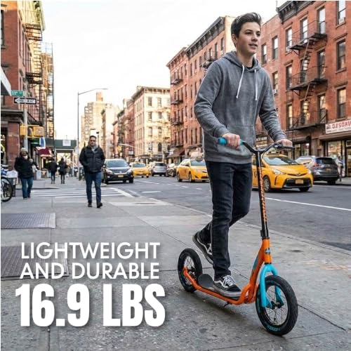 Image of Madd Gear Large Kick Scooter for Adults, Teens & Kids 8-12 with Kickstand - 12 inch Air-Filled Tires, Wide Deck, Lightweight Steel Frame - Metro Urban Glide 300