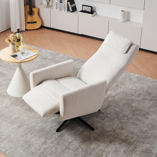 SUKY Cómodo sillón reclinable – Silla de televisión de Chenille con reposapiés, sofá moderno, sillón giratorio de lactancia y sillón para sala de estar (Baja)