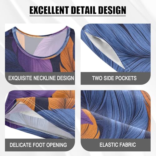 senya Short Sleeve Pajamas Sets Summer Cotton Sleepwear Blue Orange Feather4