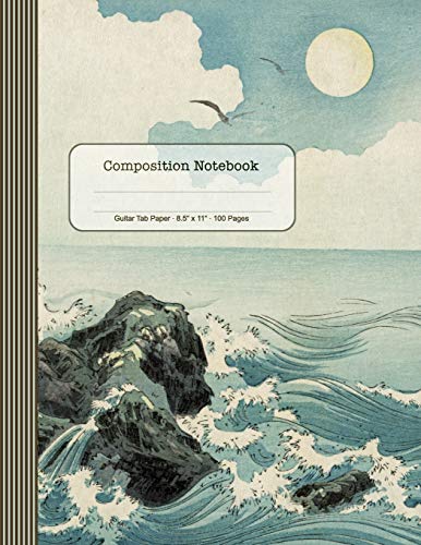 Guitar Tab Paper Composition Notebook with Japanese Art