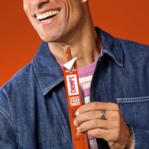 Image of Chomps Pepperoni Turkey Jerky Meat Snack Sticks 24-Pack - Keto, Paleo, Low Carb, Whole30 Approved, 12g Lean Meat Protein, Gluten Free, Antibiotic Free, Zero Sugar Food