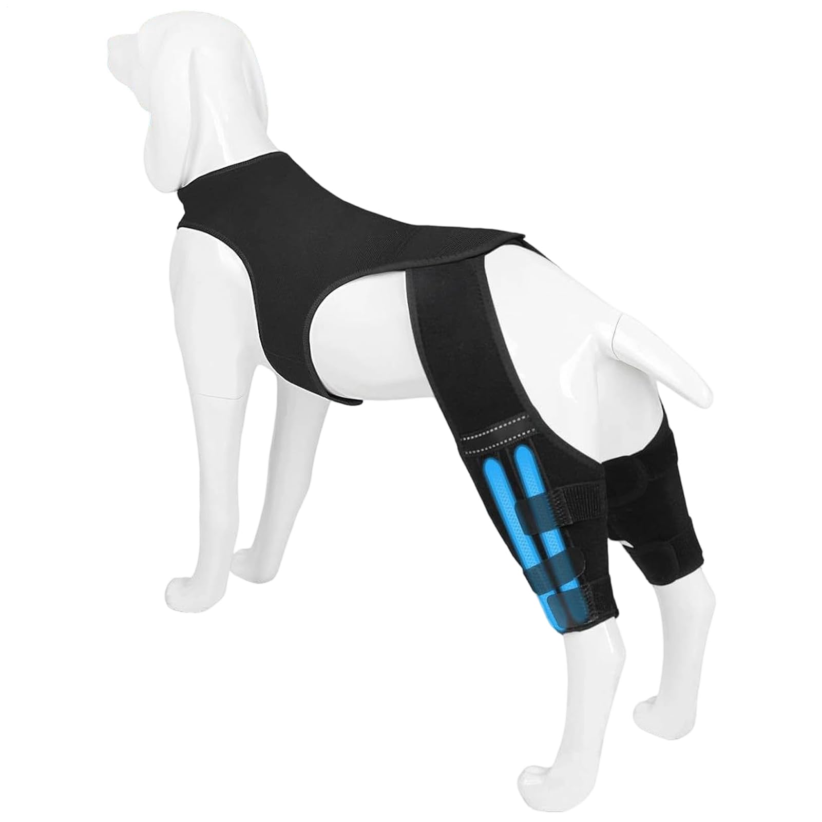 Genouillère pour chien support patte arrière avec stabilisateurs