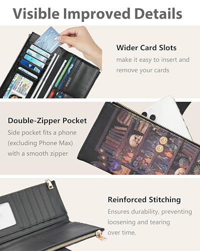 Image of Book Women's Slim Wallet,Thin RFID Card Holder with Zipper Pocket