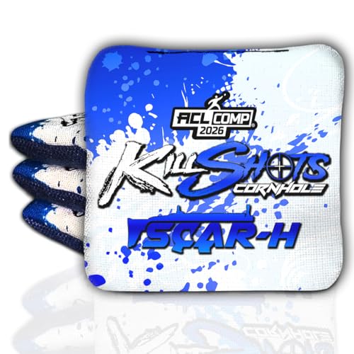 Killshots Cornhole | Scar-H Series | Limited Edition | ACL Pro Certified Cornhole Bags | Premium Quality | Dual-Speed | Durable & Weather Resistant | Set of 4 Bags (Blue)