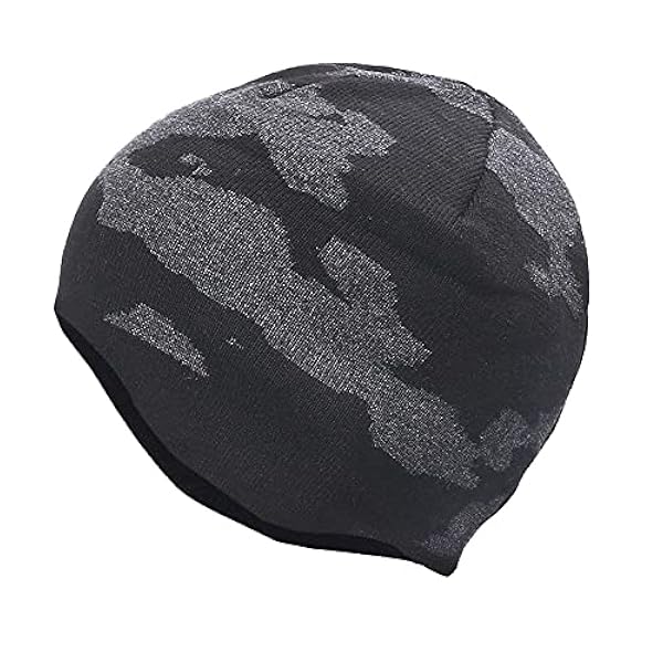 AUNEVN Winter Warm Cap Dubbellaags Hoed Set Hoed Camouflage Gebreide Muts Fietsen Warm Wintersport Ski Wolf Winter Hoed Mannen/Black/One Size