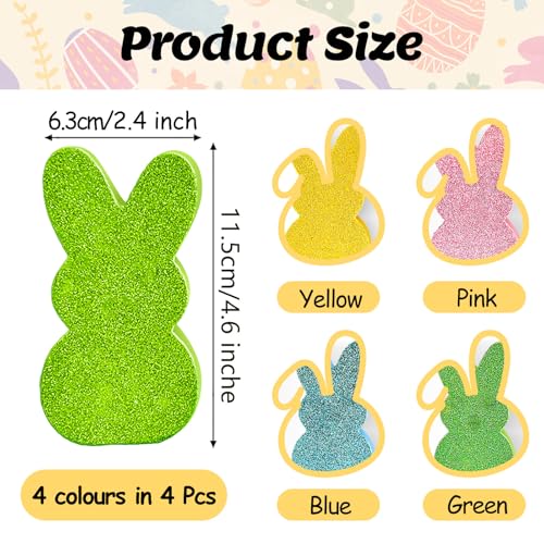 Decoración de Pascua de conejos de madera Jremreo set de 4 centros de mesa 3