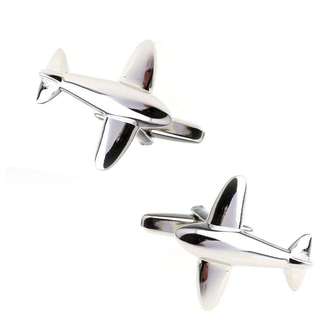 Charles William Men's Silver Aeroplane Airplane Cufflinks Fly Flight Pilot Stewardess Airport Travel
