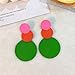 Retro 80s Neon Earrings Round Disc Dangle Drop Earrings for Women Lightweight Bohemia Statement Geometric Round Earring Fashion Accessories 80s Jewelry Costume Party (Green Pink)