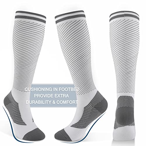 Image of FULLSOFT Medical Graduated 30-40mmHg Compression Socks for Women&Men Circulation Knee High Socks Hiking Running Stockings