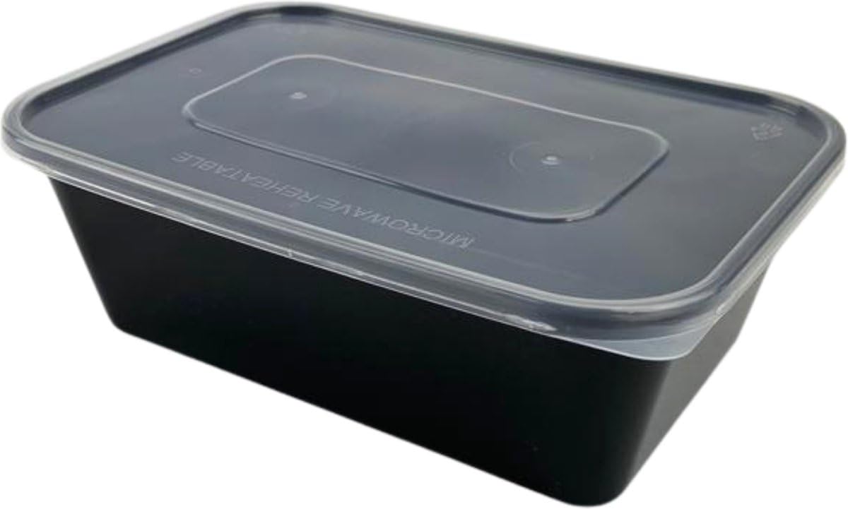 KURTT Boîtes repas 1 voie - 100 pièces - Boîtes à micro-ondes - 1000 ml - Récipient alimentaire - Récipient plastique - Passe au micro-ondes - Passe au lave-vaisselle et réutilisable - Fermeture