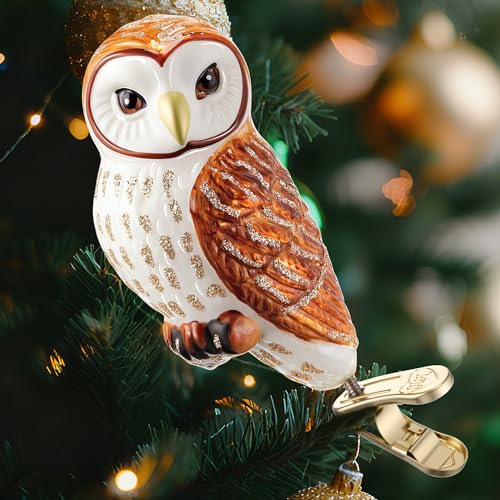 Sunnychicc Christmas Glass Blown Pygmy Owl Clip on Ornament, Brilliant