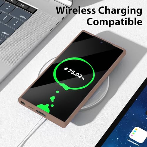 Image of DIZORO Microfiber Candy Case Compatible for Samsung S25 Ultra 5g Smooth Touch Cushion Liquid Soft Silicone Gel Rubber Phone Cases Non-Slip Full Body Protective Shockproof Back Cover (Brown)