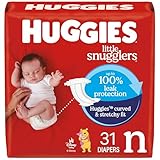 Huggies Little Snugglers Baby Diapers, Size Newborn (up to 10 lb.), Jumbo Pack, 31 Count (Packaging May Vary)