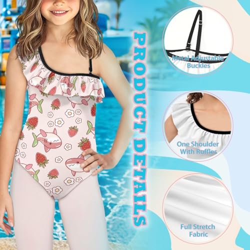 Kids One Piece Swimsuit for Indoor and Outdoor Activities One Shoulder Halter Ruffle Design Beachwear3