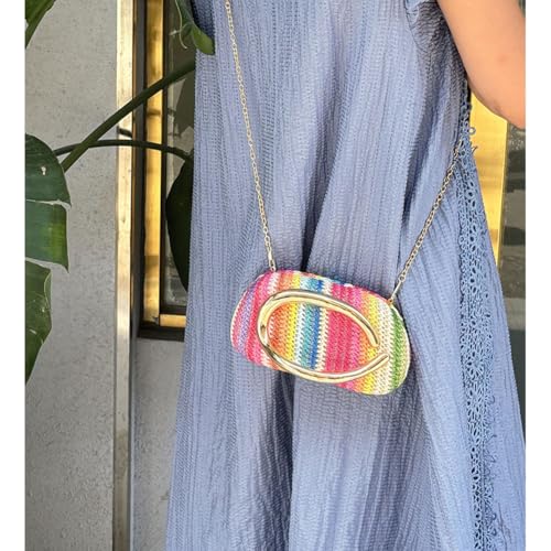 Image of CUXVA Colorful Clutch Purses for Women Chic Straw Evening Bag Formal PU Leather Purse Designer Handbags for Wedding Party Prom