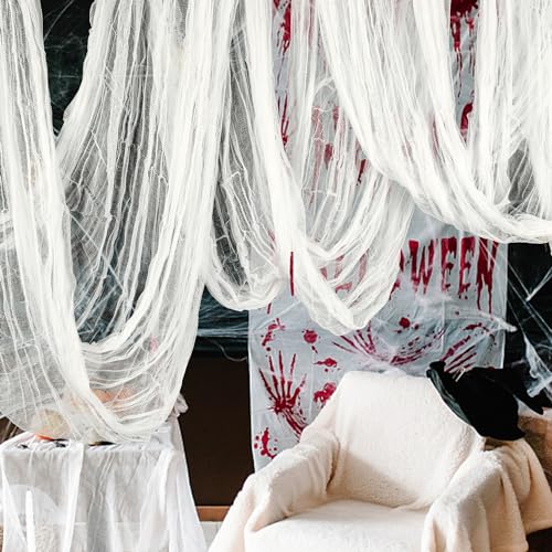 315 x 85 Inch Halloween Creepy Cloth, White Halloween Scary Spooky Cloth