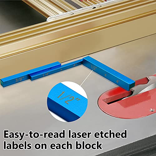 Uprimu Set Up Block Height Gauges Set,5 Piece Precision Aluminum Setup Bars For Router And Table Saw Accessories Woodworking Set Up, 1/8, 3/16, 1/4, 3/8 And 1/2 Inches, All 4 Inches Long #TOP4