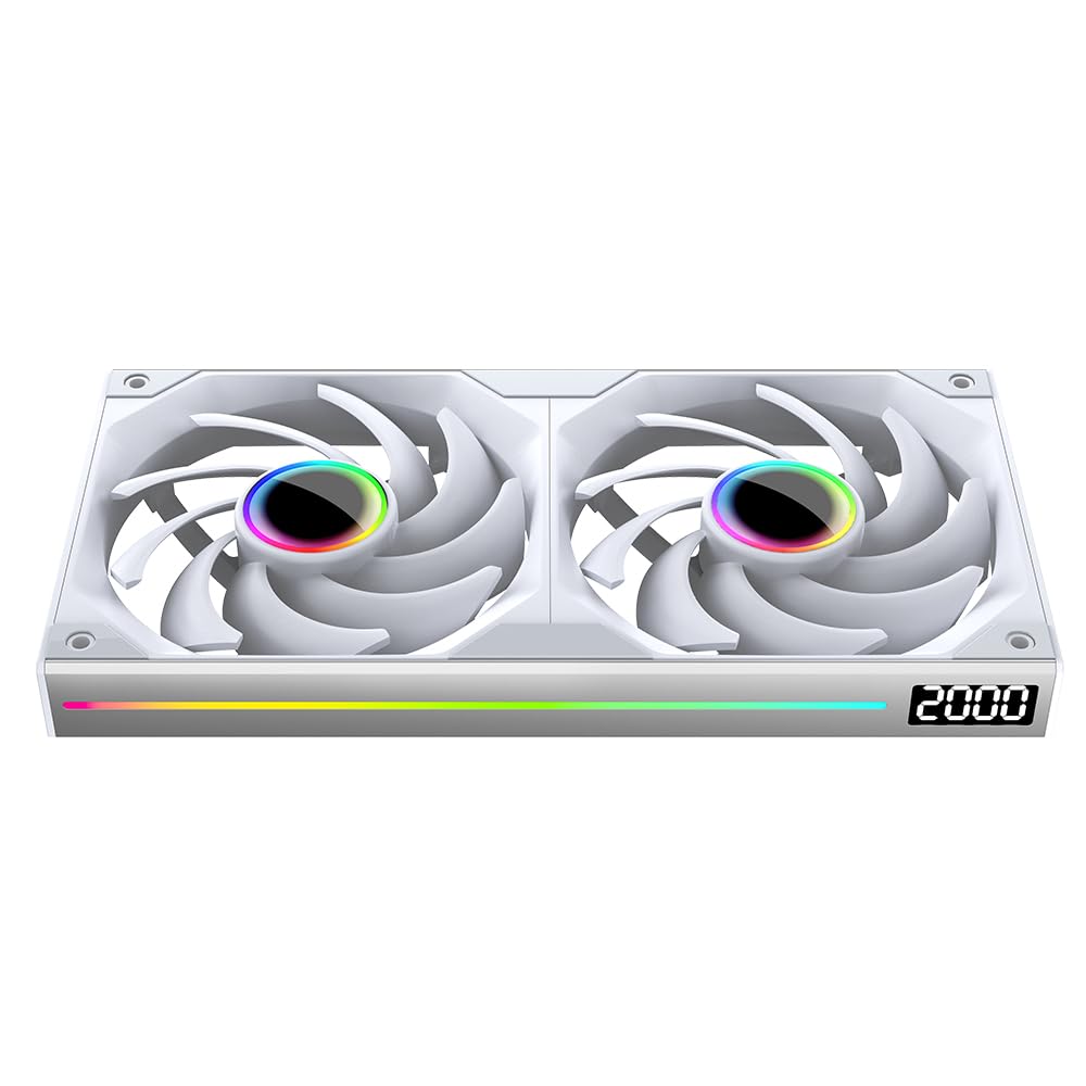 Jungle Leopard SL Einzelrahmen Lüftereinheit mit Drehzahlanzeige,ALL-IN-ONE Gestaltung (2, WH, Aluminium)