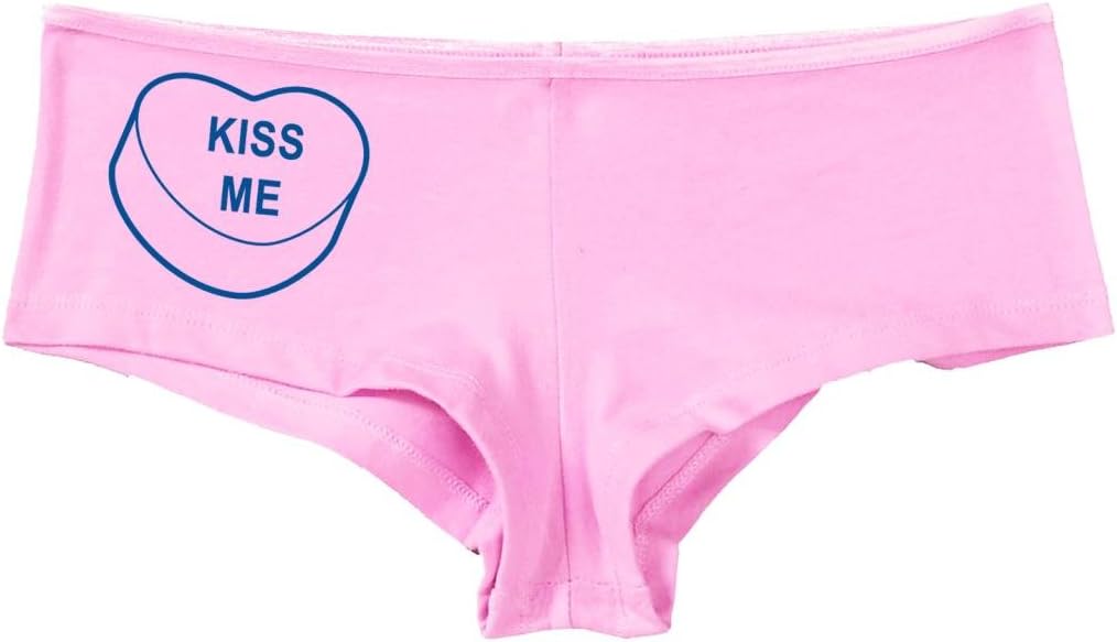 Kanughty KnickersWomen's Kiss Me Valentines Candy Hot Funny Sexy Boyshort Soft Pink