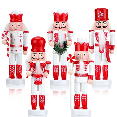 5 Set Weihnachten Nussknacker Ornamente Set Glitzer Zuckerstange Holz...