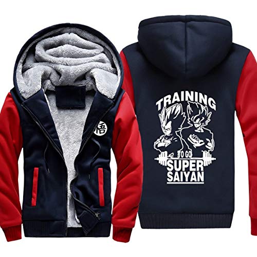 Preisvergleich Produktbild Mempire Herren Kapuzenpullover Sweatjacke mit Reißverschluss Super Saiyan Gemustert Sweatshirt Plus Samt (E,M)