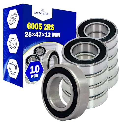 Roulement a bille 6005 2RS MONTERAL x10 pour arbres de moteur electrique 25x47x12mm