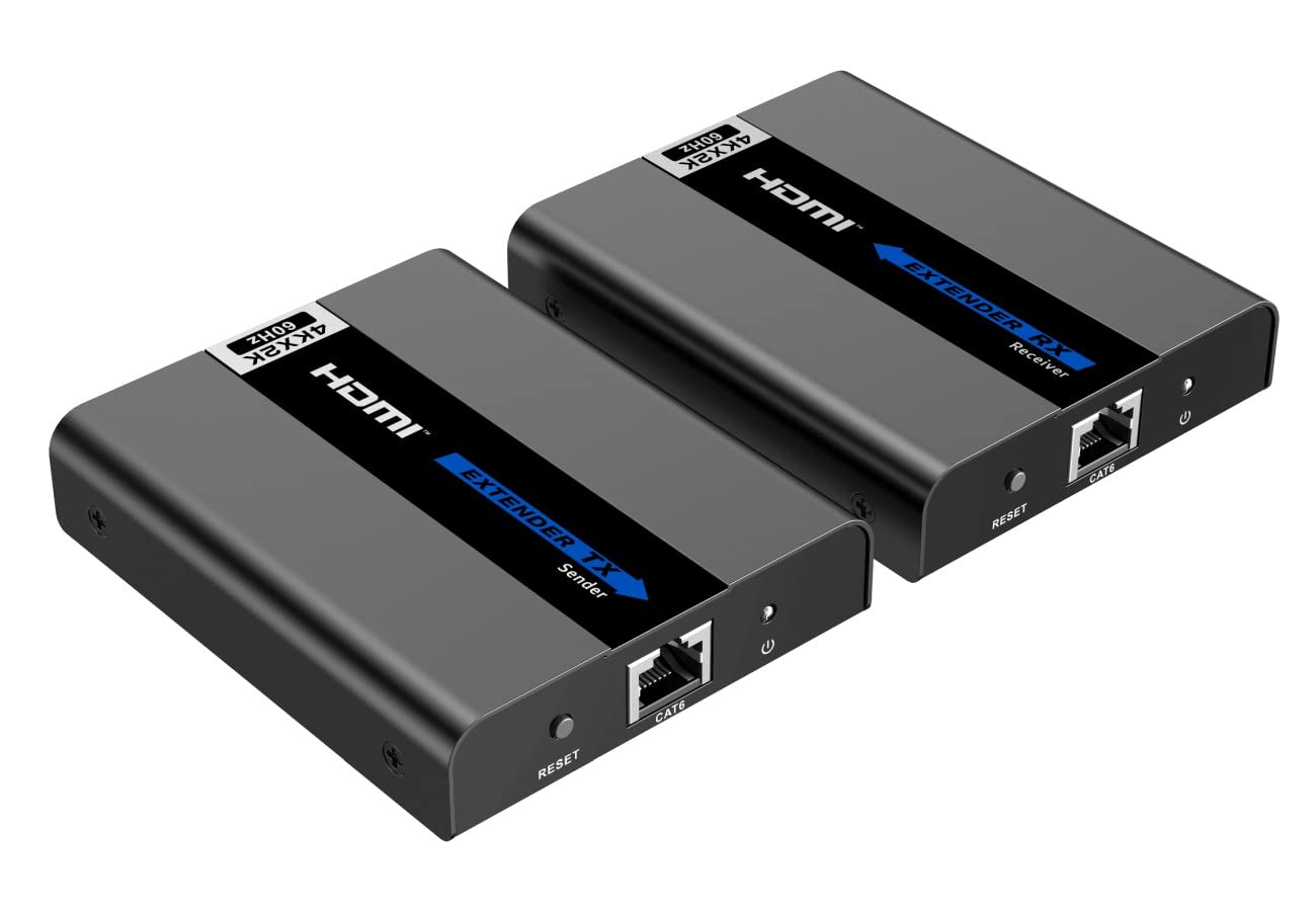 PremiumCord Extender 4K HDMI Fino a 50 m Via Cavo Patch Cat6 / Cat6a / Cat7, Alloggiamento in Metallo, Compatibile con 4K 2160p 60Hz, Full HD 1080p, Non compresso, Senza latenza