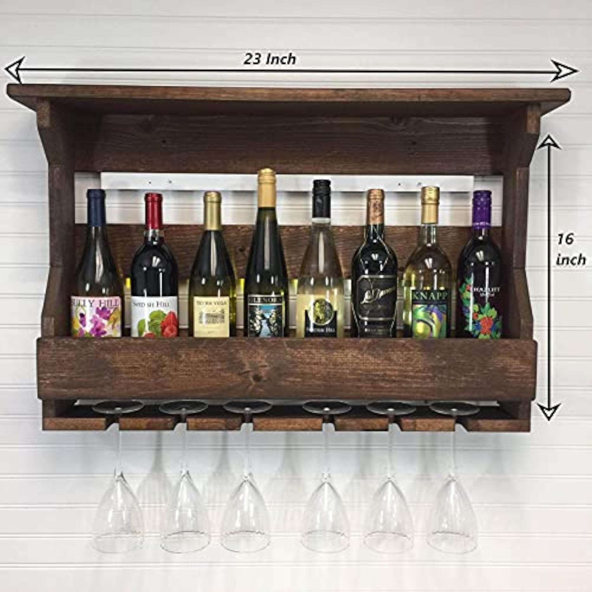 Sheesham Wood Wall Hanging Bar Cabinet, Walnut Finish