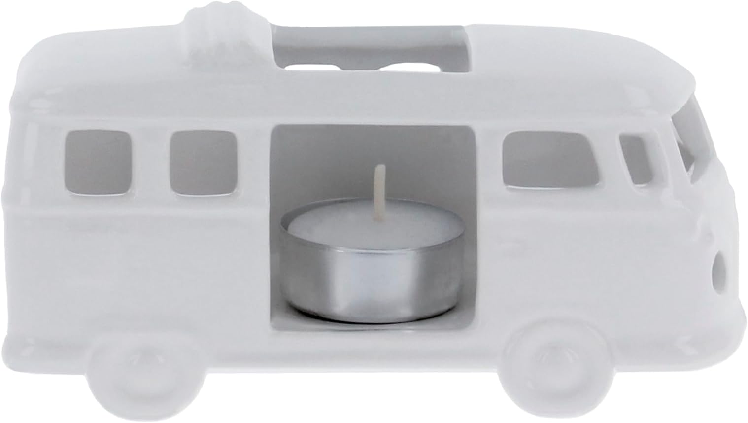 VW Collection - Volkswagen T1 Campervan Bus Tea Light Candle Holder Ceramic Table Decoration 1:22 (White) (Classic Bus/White)