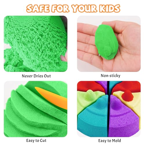 Image of NiToy FlexiSand 2.2Lbs Sand Toy, Never Dries Out-Fun for 3 Years and up Kids Bulk Refill for Sensory Sand Box Toys, Ideal for Shaping, Squeezing and Molding(Green)