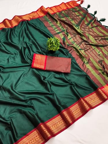Image of SUPERLAXMI Womens Narayana Pattu Narayanpeth Cotton Silk Saree with unstitched blouse
