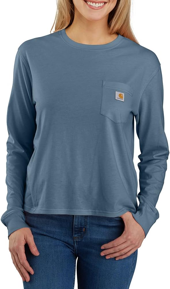 Carhartt Womens Tencel Fiber Series Loose Fit Long-Sleeve Pocket T-Shirt