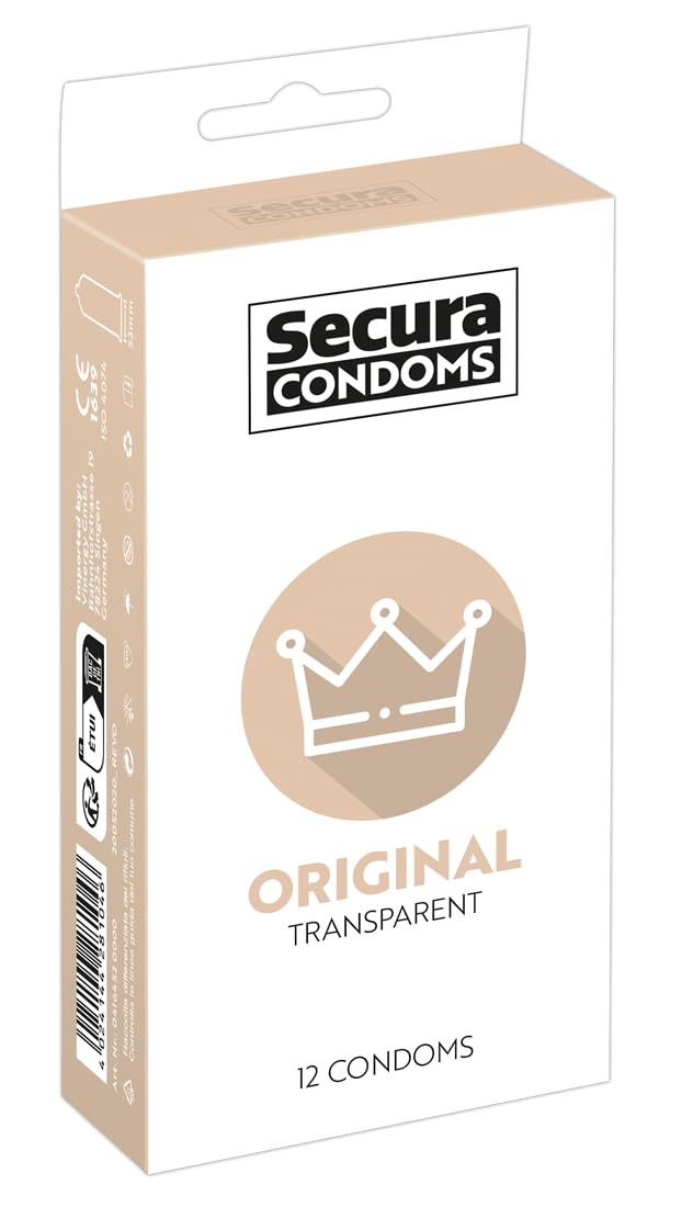 Secura Original - Confezione da 12 preservativi trasparenti, 18 cm