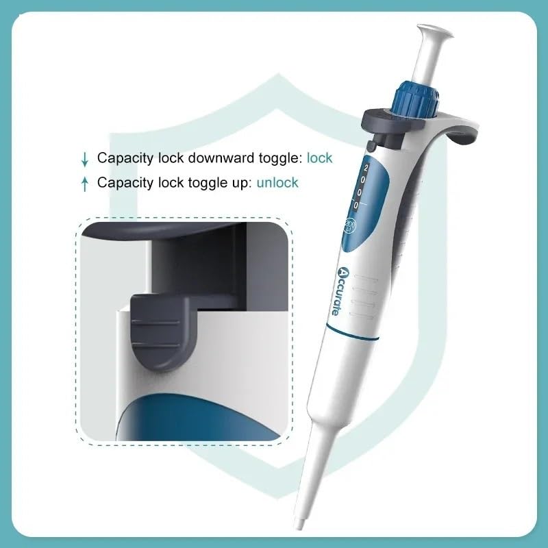 Lab Instruments - Laboratory Pipette Digital Adjustable Micropipette Lab Pipettor with Pipette Tips(500-5000ul)