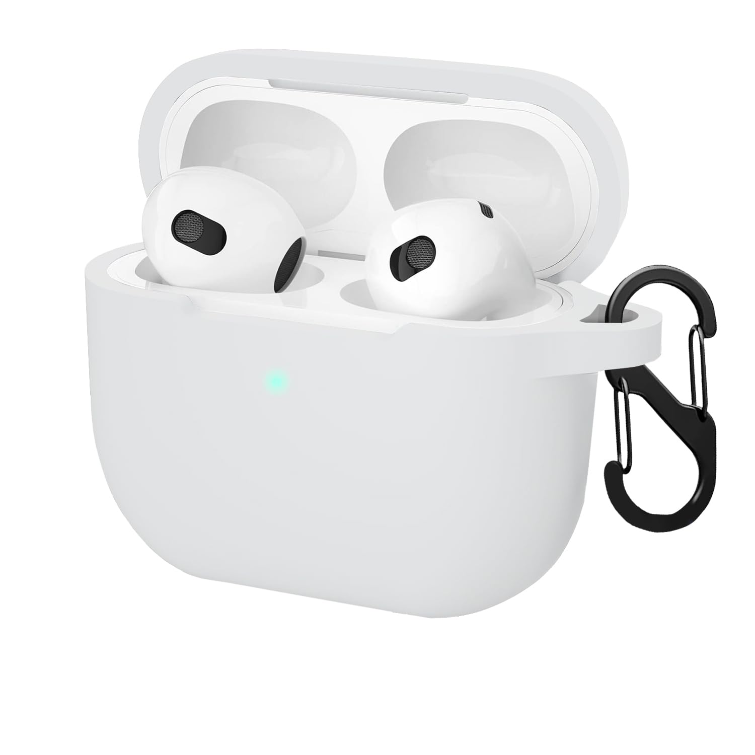 LIRAMARK Silicone Soft Case Cover with Buckle for Airpods 4 (2024), Apple airpods 4th Generation case (White)-image-18