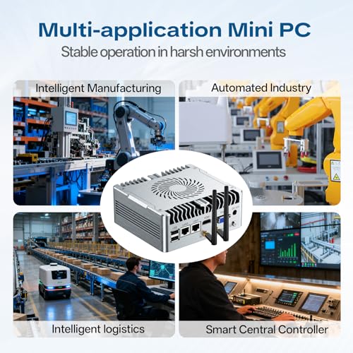 Image of Fanless Mini PC,Industrial Mini Computer Core i5-1235U(10 Core /12 Thread),HDMI+VGA 4K Display,2RS232 /RS485 COM,2RJ45 LAN,6USB,Windows 11 pro,Auto Power On & WOL,Metal Case(8GB RAM 128GB SSD)
