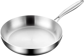 Cookware Stainless Steel, Fry Pan, Stainless Steel Frying Pan, Professional Grade Pan for Cooking, 7-Layer Composite Steel Fry Pan, 9-12in Kitchen Utensil26cm