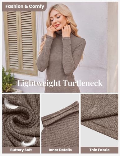 Ekouaer Turtleneck Tops for Women Long Sleeve Undershirt Ribbed Turtle Neck - image 4