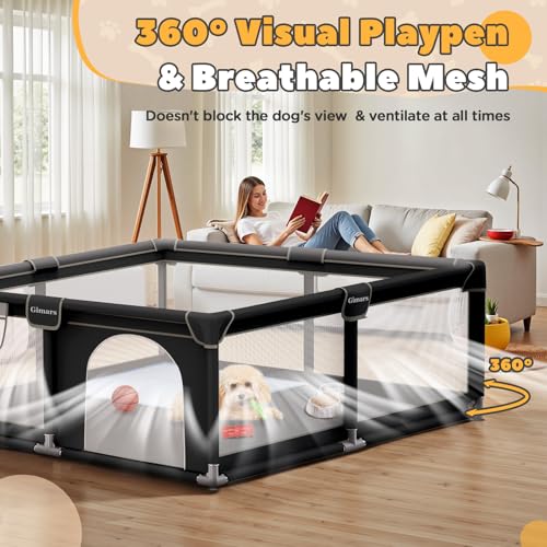 127x127x66 cm Welpengehege Mit Tür, Hundespielgehege Für Welpen Oder Kleine Hunde, Stabiles Sicherheitszaungehege Mit Dickem Stoff, Robustem Nylonnetz, Maschinenwaschbar